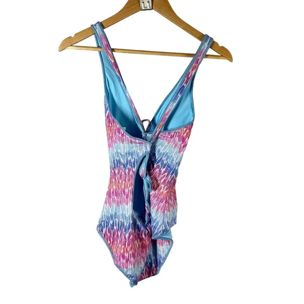BECCA Joshua Tree One Piece Swimsuit Plunge Neck Adjustable Strap Medium